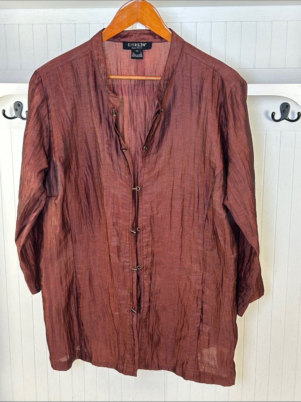 Citron Santa Monica Linen Tunic Blouse 2X Pockets